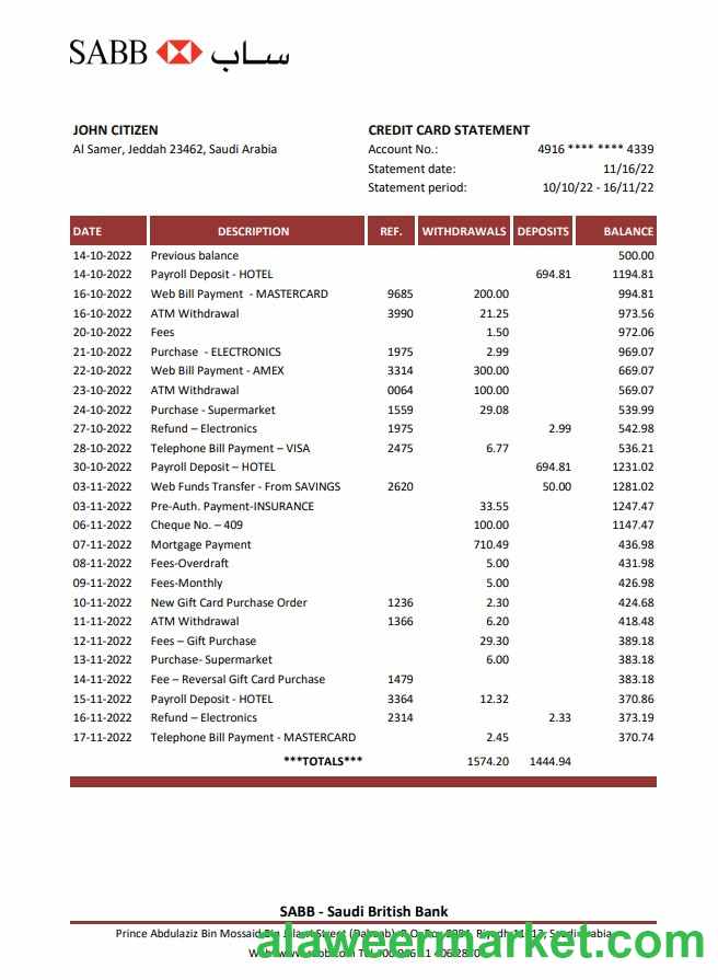 Saudi Arabia SABB bank statement xls